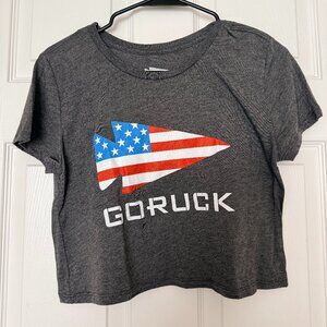 GORUCK USA Flag Logo Crop Tee – Heather Gray Tri-Blend, Women’s Small